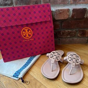 Tory Burch Light Blush Pink Patent Leather Miller Sandals